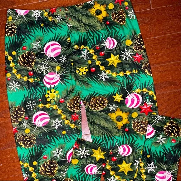 Christmas Tree Holiday Ornaments High Waist Leggings Santa Small / Medium 4 - 10 - Picture 7 of 11